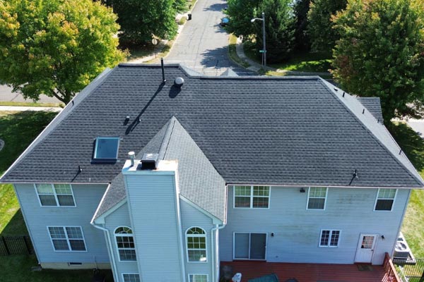 After aerial view of house