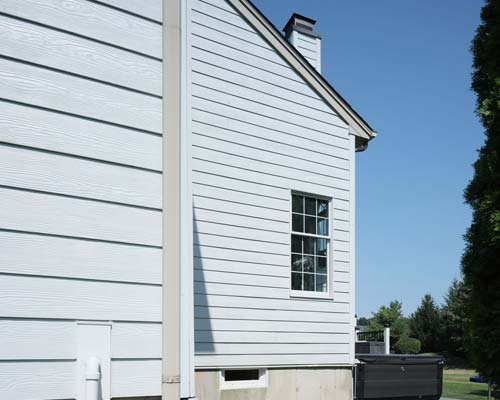 White siding on home