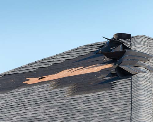 Ripped up shingle from storm